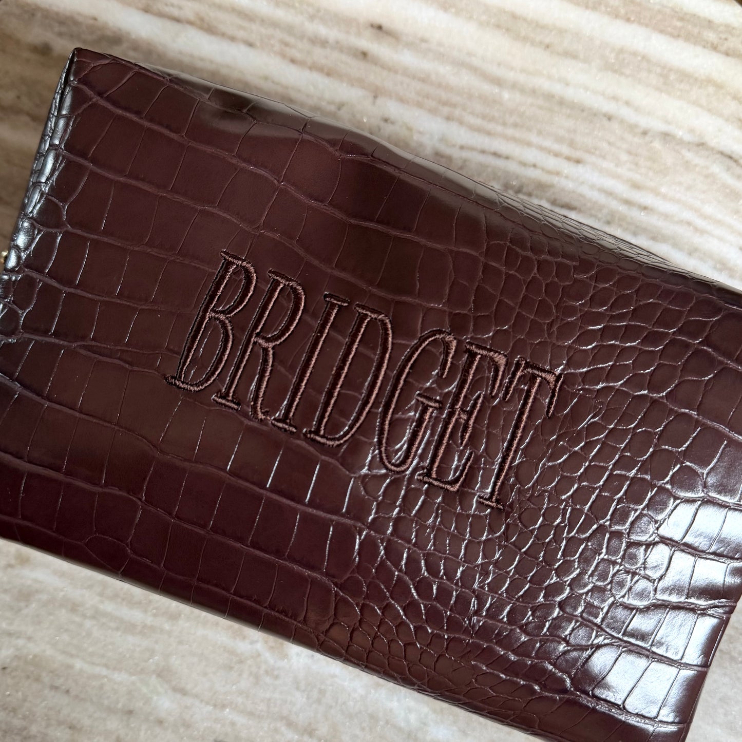 Brown Croc Cosmetic Bag