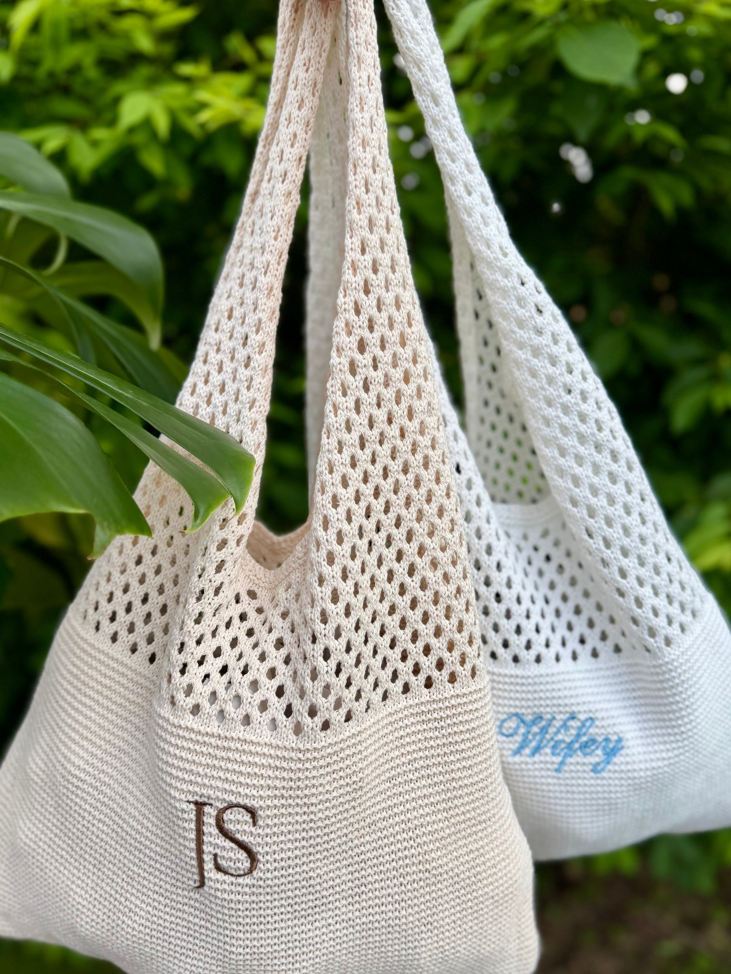 Beige Crochet Knit Boho Bag