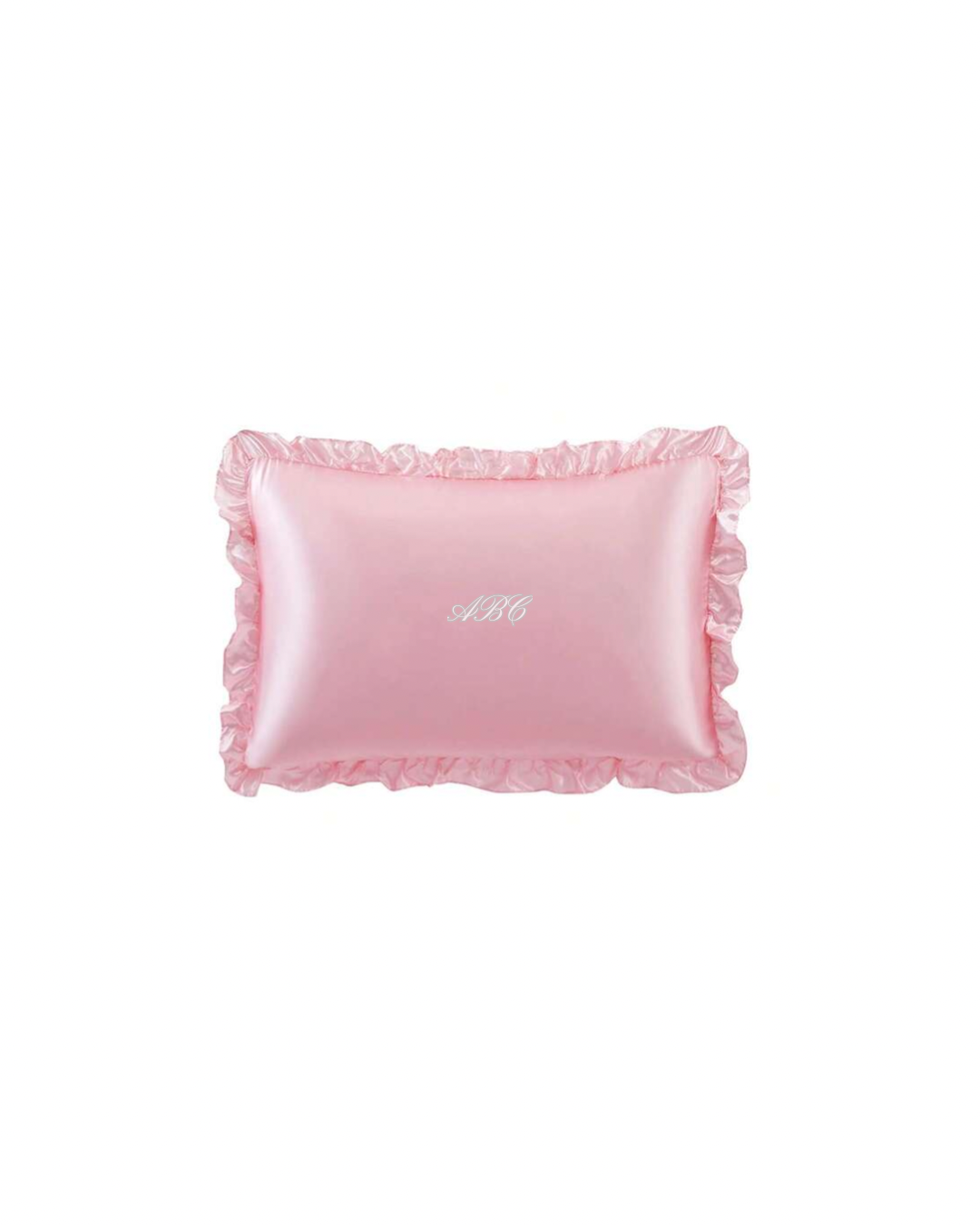 'Pretty in Ruffles' Custom Embroidered Satin Pillowcase