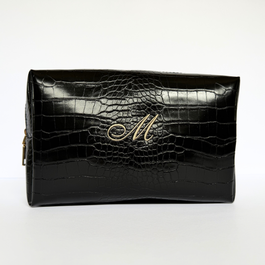 Black Croc Cosmetic Bag