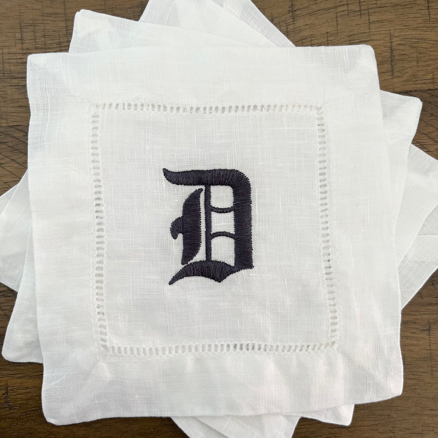 Old English D Linen Cocktail Napkin