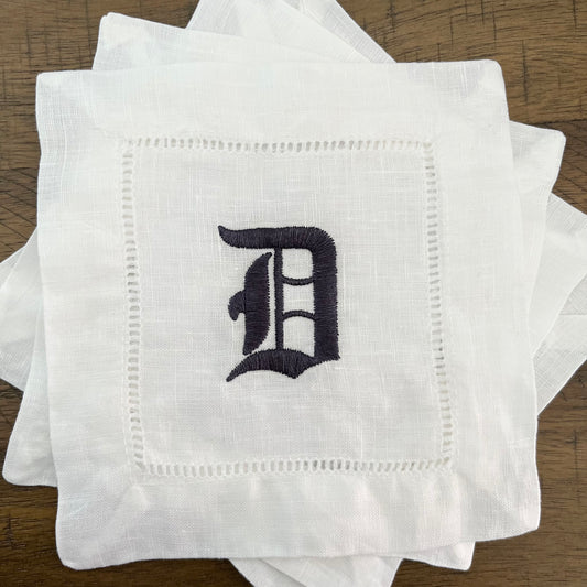 Old English D Linen Cocktail Napkin