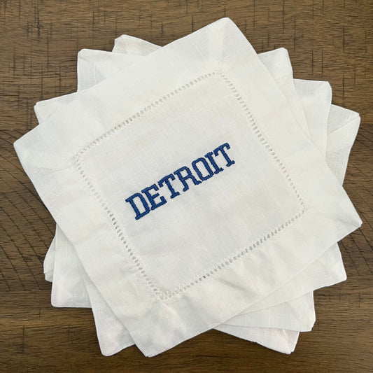 DETROIT 100% Linen Cocktail Napkin
