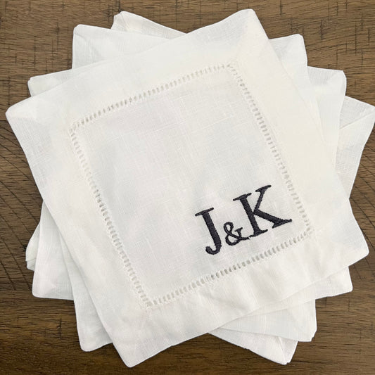 Personalized Couple’s Initials Embroidered Linen Napkin