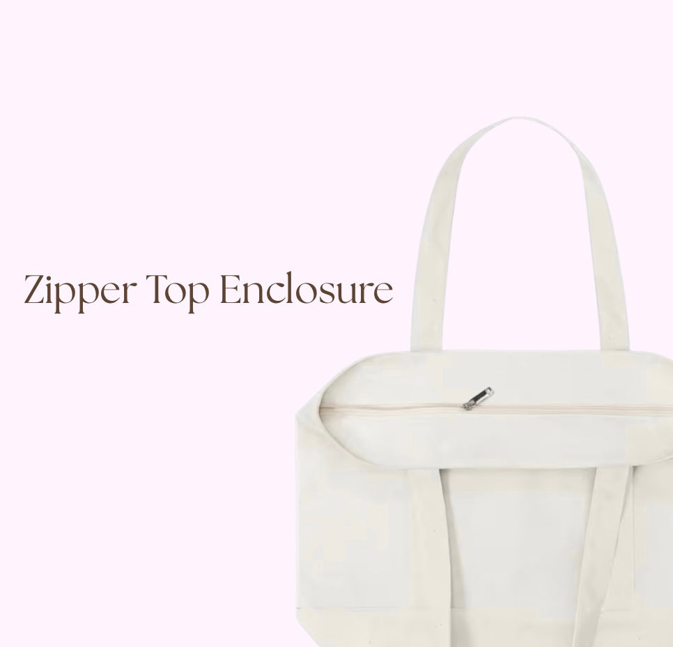 Personalized Canvas Zipper Tote Bag