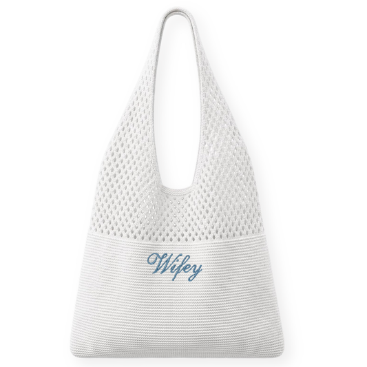 White Crochet Knit Boho Bag