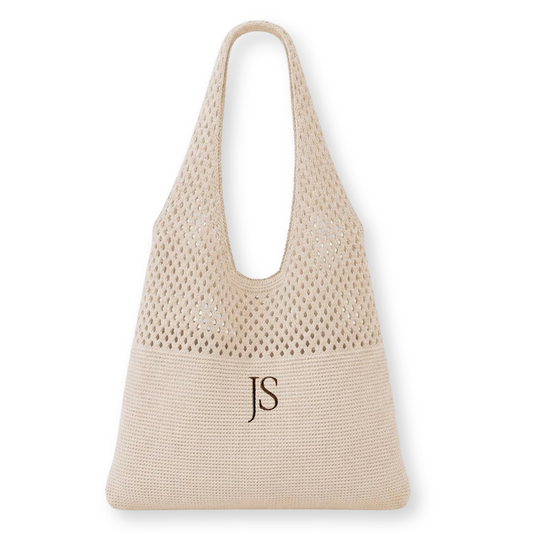 Beige Crochet Knit Boho Bag