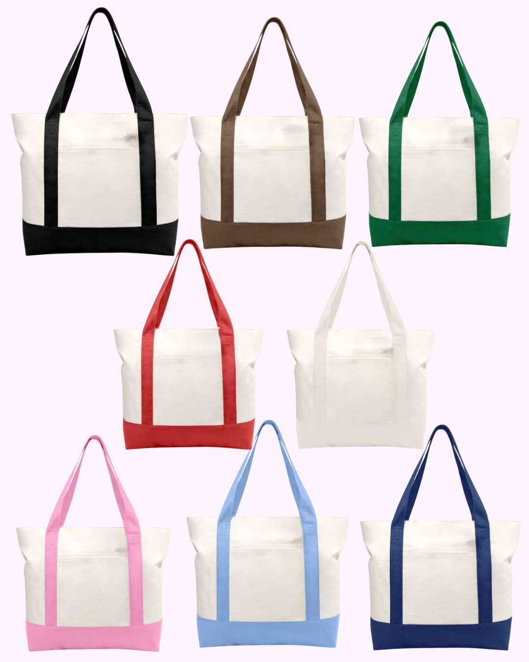 Personalized Canvas Zipper Tote Bag