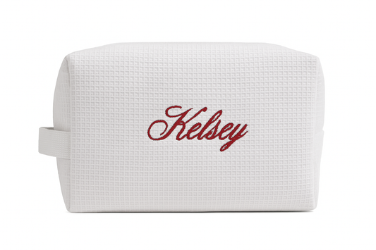 Personalized Waffle Knit Cosmetic Bag