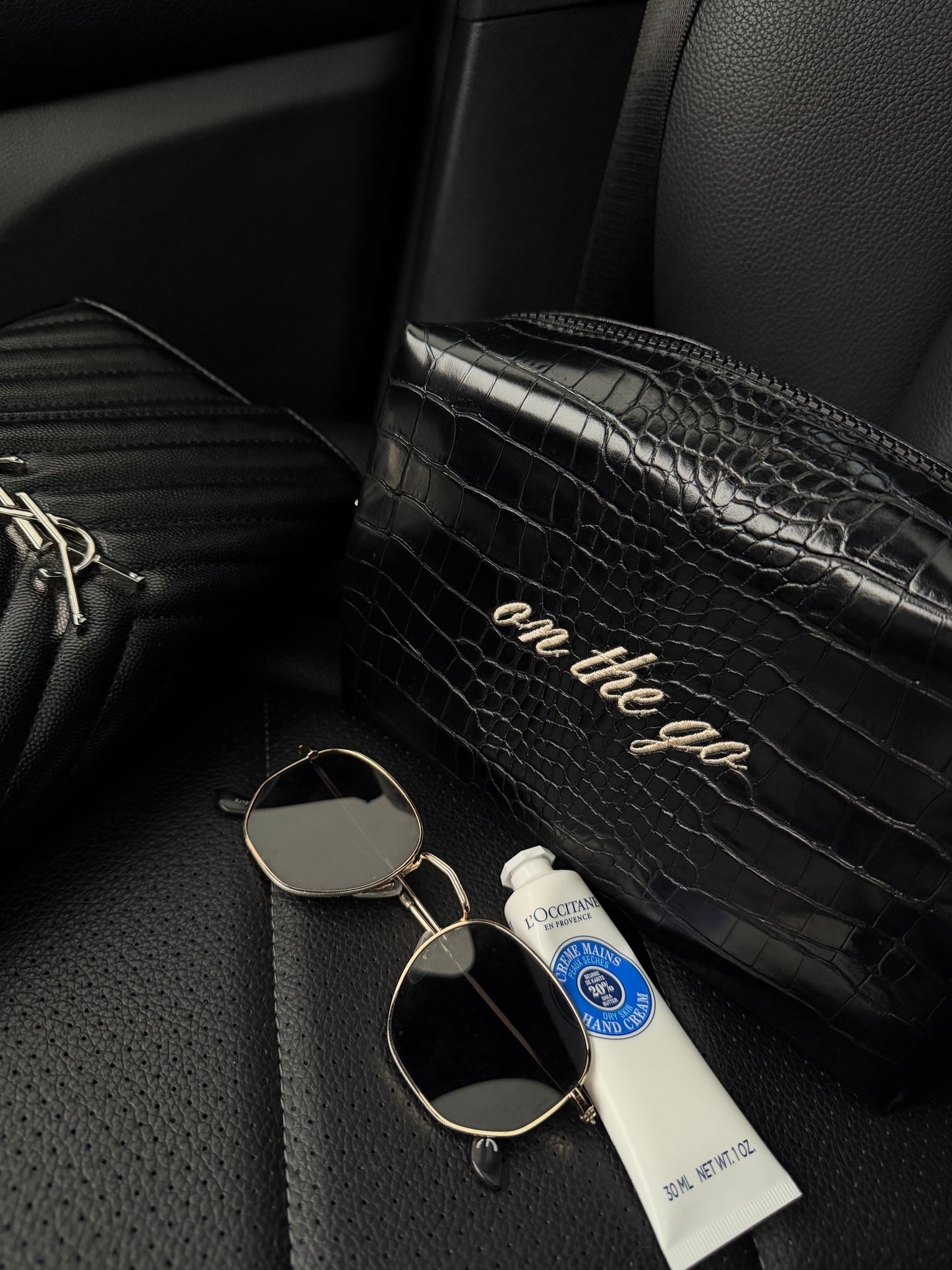 Black Croc Cosmetic Bag
